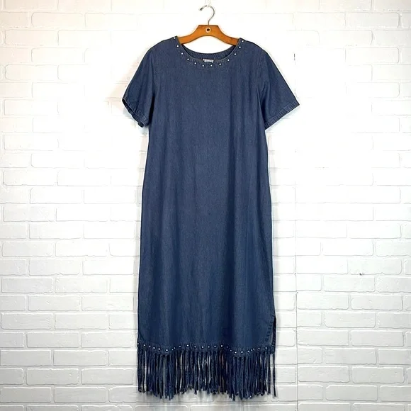 white christmas dresses sara beth denim midi dress *restocked* – shop zoco main image 1